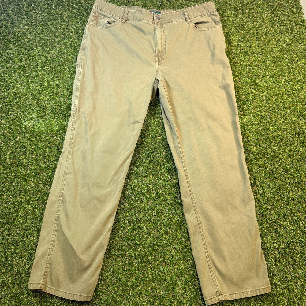 Woolrich Woolen Mills Mens 38x30 Canvas Work Pants Olive Green Straight Leg